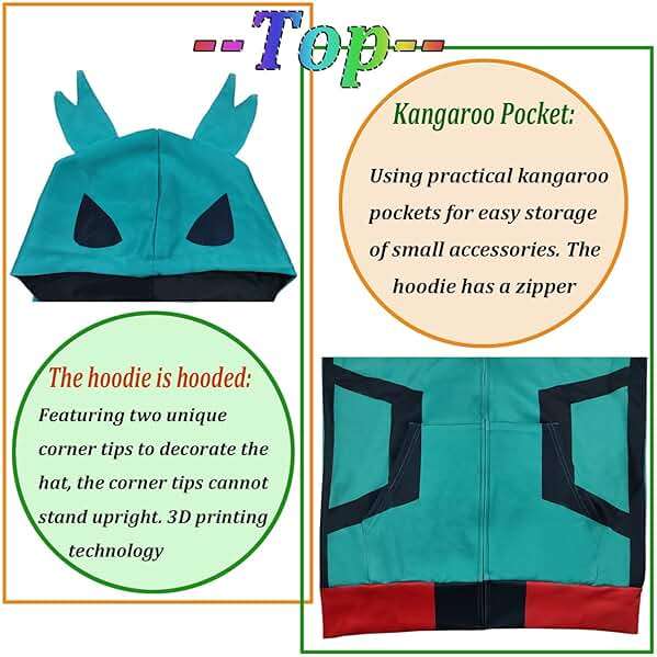 BIUTEY Anime Mha Hoodie and Sweatpants Midoriya Izuku Cosplay Hooded Pullover Sweatsuit Jogger Men's Tracksuits 2 Piece Set - Image 4