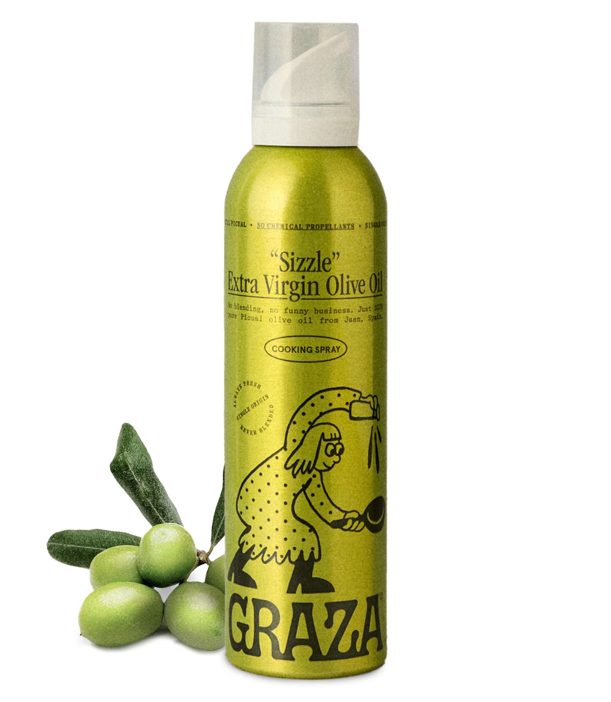 Graza Sizzle Extra Virgin Olive Oil Spray, Cooking Oil - High Polyphenol Peak Harvest EVOO Cooking Oil in a Spray Bottle - Single Origin Olive Oils from Spain - 5 Fl Oz - Image 1