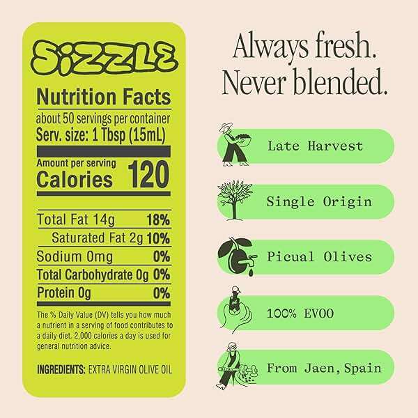 Graza Sizzle Extra Virgin Olive Oil Spray, Cooking Oil - High Polyphenol Peak Harvest EVOO Cooking Oil in a Spray Bottle - Single Origin Olive Oils from Spain - 5 Fl Oz - Image 2