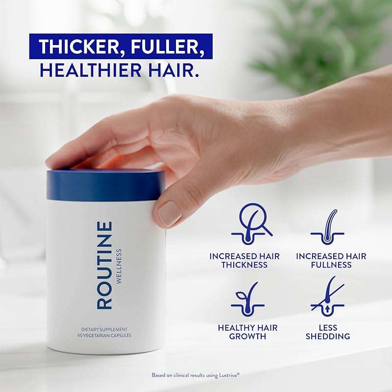 Routine Wellness Hair Growth Supplement – CLINICALLY Tested Thicker, Fuller-Looking Hair Support with Biotin & Key Nutrients, Vegetarian & Gluten-Free Vitamins - 1 Bottle, 30 Day Supply - Image 2