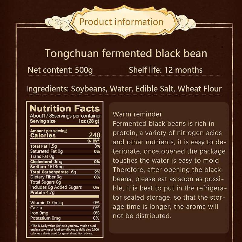 fermented black bean 500g,Dried black beans,Bean drum sauce,Soybean drum, Tempeh is a traditional Chinese characteristic fermented bean product seasoning. Tempeh ,dried black beans Original cooking black beans dried black bean sauce - Image 2