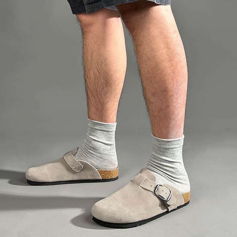 FITORY Mens Suede Clogs with Arch Support,Leather Cork Footed Mules Size 7-14 - Image 5