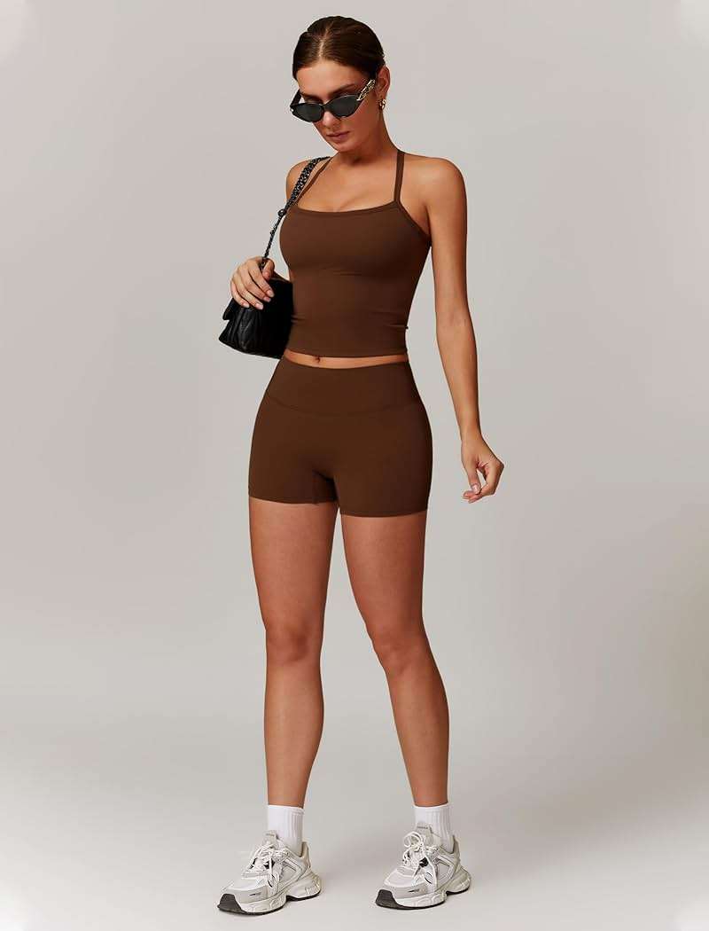QBGJTD Two Piece Workout Sets For Women Tank Top Matching High Waist Booty Lifting Shorts Gym Yoga Active Wear Outfits - Image 5