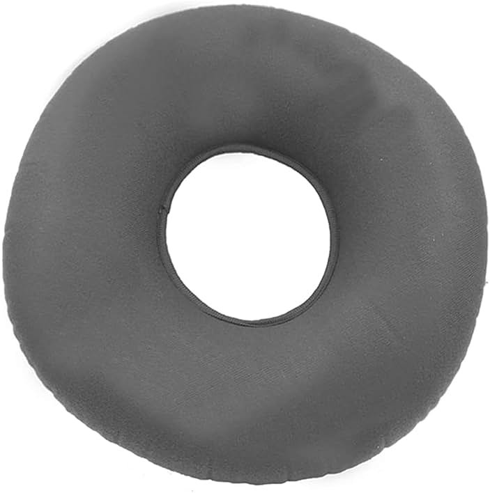 Dogxiong Donuts Pillow for Tailbone Pain Relief, Inflatable Butt Pillow Flocked Fabric Air Pillow for The Home, Office, Ultralight Inflatable Pillow for Hiking, Camping (Gray) - Product Image