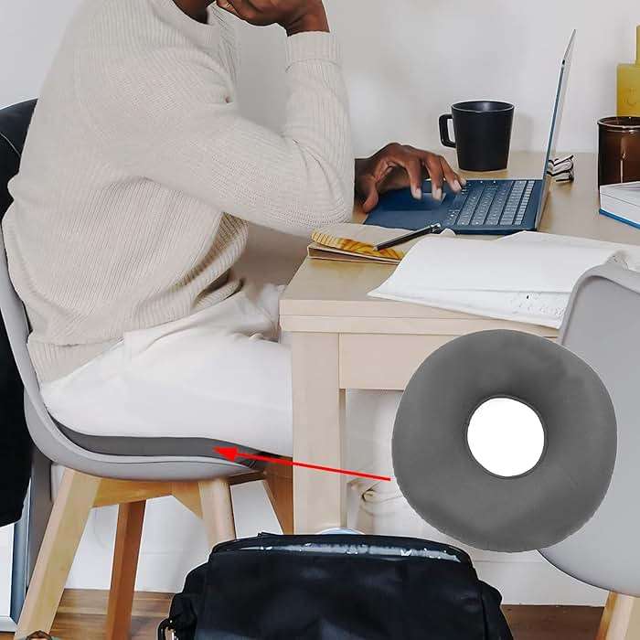 Dogxiong Donuts Pillow for Tailbone Pain Relief, Inflatable Butt Pillow Flocked Fabric Air Pillow for The Home, Office, Ultralight Inflatable Pillow for Hiking, Camping (Gray) - Image 2