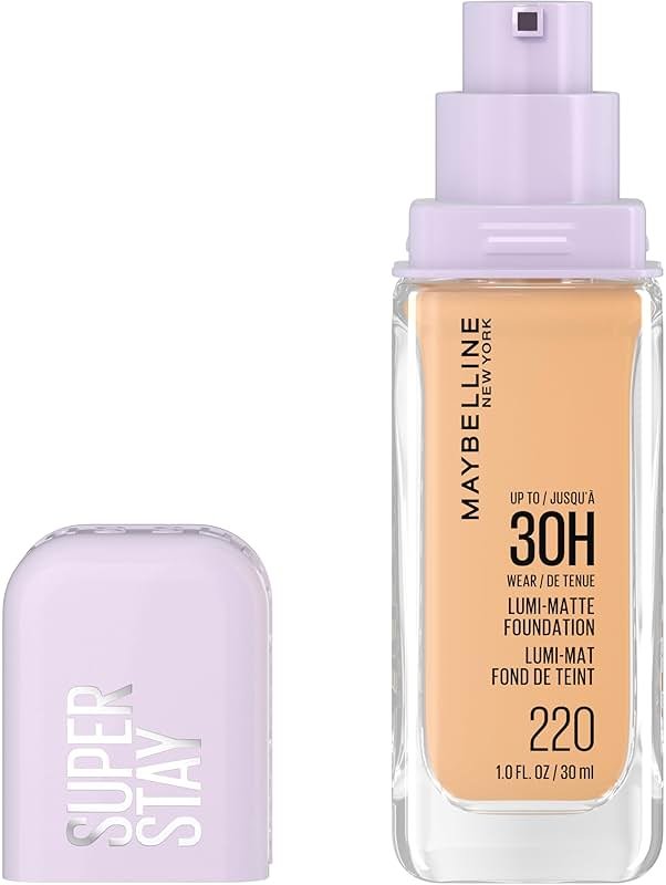 Maybelline Super Stay Lumi-Matte Foundation, Lightweight and Buildable Full Coverage Foundation Makeup For Up To 30HR Wear, 220, 1 Count - Product Image