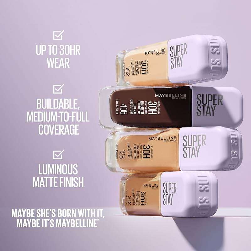 Maybelline Super Stay Lumi-Matte Foundation, Lightweight and Buildable Full Coverage Foundation Makeup For Up To 30HR Wear, 220, 1 Count - Image 5