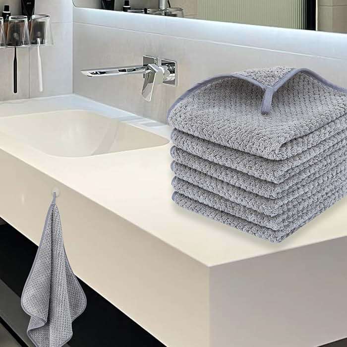 MaopaoBeauty Washcloth Set for Bathroom - Quick Drying - Ultra Soft Microfiber Absorbent Towel for Bath Fitness, Gym, Shower, Hotel, and Spa - 13x13 Inch | Set of 6, Grey - Image 2