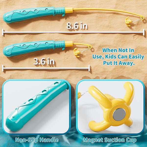 JUKUDAHU Magnet Fishing Toys Game for Kids 3-5 - Floating Fish Toys with Inflatable Kiddie Pool, Bath for Toddlers, Pole Rod Net, Outdoor Party for Boys Girls Kids Age 3 4 5 6 7 8 Year Old - Image 7