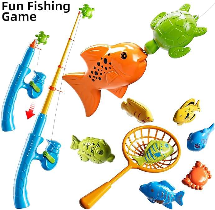 JUKUDAHU Magnet Fishing Toys Game for Kids 3-5 - Floating Fish Toys with Inflatable Kiddie Pool, Bath for Toddlers, Pole Rod Net, Outdoor Party for Boys Girls Kids Age 3 4 5 6 7 8 Year Old - Image 9