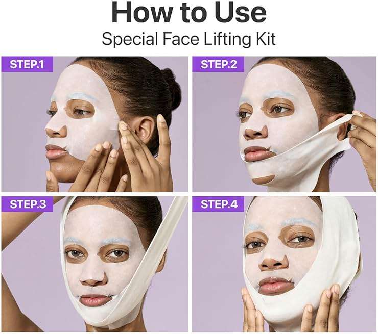 numbuzin No.9 Sheet Mask | NAD+ BIO Lifting-sil Full Face Mask | Improves Jawline, Jowls, Wrinkles, Neck Lines | Peptides, NAD+, Collagen | Skin Firmness | 4 Sheets + Lifting Band - Image 7