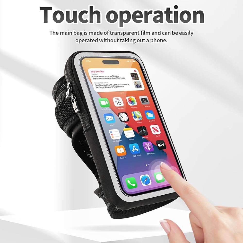 Kebrela Wristband Phone Holder for Running, Forearm Armbands, Running Armband with Card Slot for iPhone Pro Max Plus (16/15/14/13/12/11/X/XR), for Galaxy S24/S10, Cell Phone Holder Up to 7.0'' Phone - Image 6