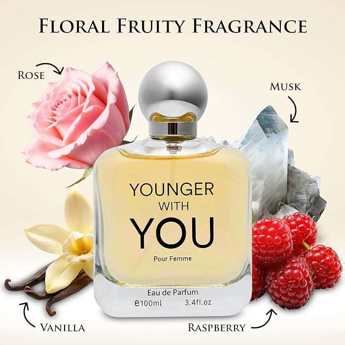 Younger With You for Women Eau De Parfum – Floral & Fruity Scent – Rose & Vanilla Base – Raspberry & Neroli Top – Natural, Mild, Paraben-Free, Vegan & Cruelty-Free – Elegant 100ml Bottle - Image 2