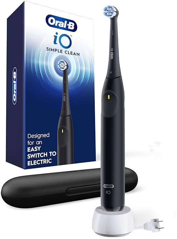 Oral-B iO Series 2 Limited Simple Clean Rechargeable Electric Toothbrush for Adults, Night Black, 3 Modes, Automatic Pressure Sensor for Gum Care, Travel Case - Image 1