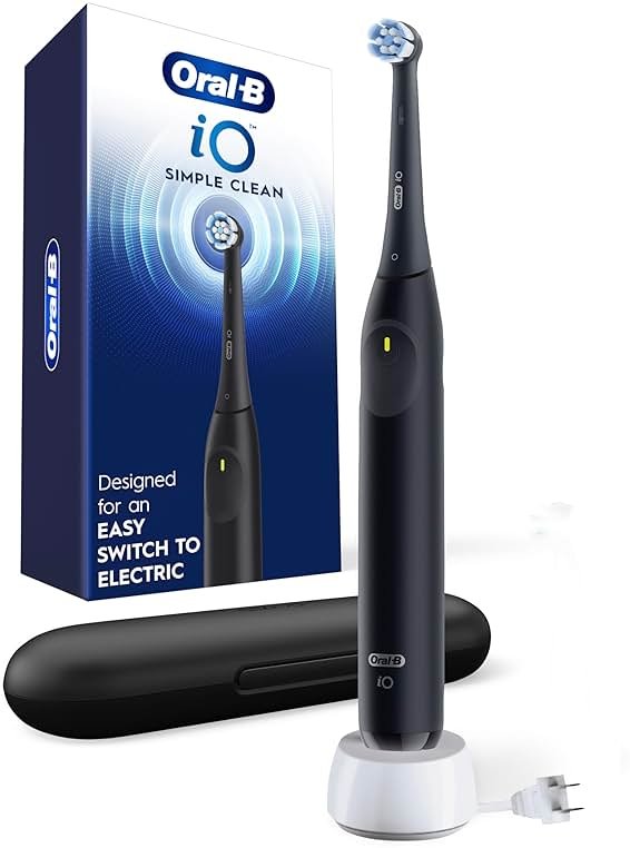 Oral-B iO Series 2 Limited Simple Clean Rechargeable Electric Toothbrush for Adults, Night Black, 3 Modes, Automatic Pressure Sensor for Gum Care, Travel Case - Product Image