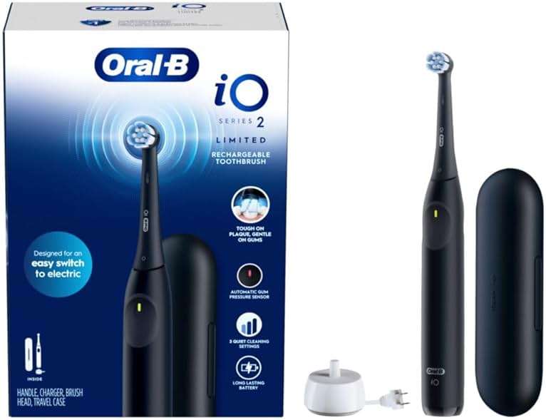 Oral-B iO Series 2 Limited Simple Clean Rechargeable Electric Toothbrush for Adults, Night Black, 3 Modes, Automatic Pressure Sensor for Gum Care, Travel Case - Image 11