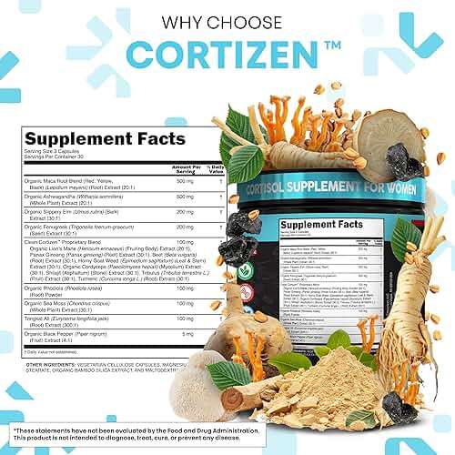 Clean Nutra Cortisol Supplements For Women | Maca Root Ashwagandha Cortisol Detox Manager Reducer + Slippery Elm Fenugreek Lions Mane Shilajit Rhodiola Sea Moss Tongkat Ali Cordyceps Ginseng Beet Root - Image 4