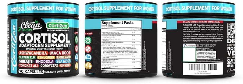 Clean Nutra Cortisol Supplements For Women | Maca Root Ashwagandha Cortisol Detox Manager Reducer + Slippery Elm Fenugreek Lions Mane Shilajit Rhodiola Sea Moss Tongkat Ali Cordyceps Ginseng Beet Root - Image 8