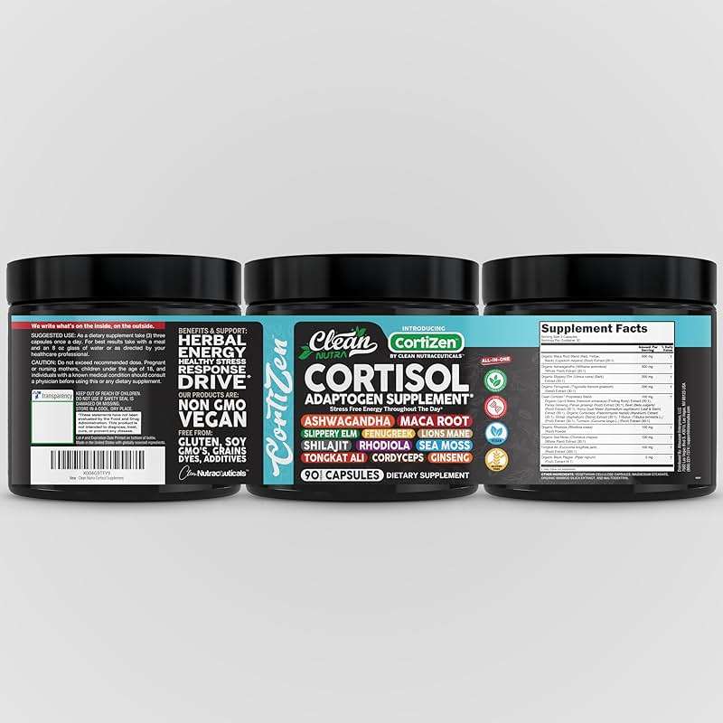 Clean Nutra Cortisol Supplements For Women | Maca Root Ashwagandha Cortisol Detox Manager Reducer + Slippery Elm Fenugreek Lions Mane Shilajit Rhodiola Sea Moss Tongkat Ali Cordyceps Ginseng Beet Root - Image 9