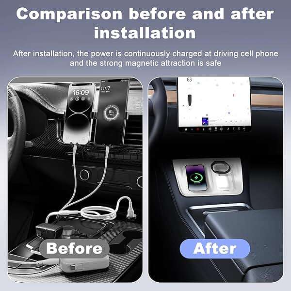 Fannasi 3-in-1 Wireless Charging Silicone Mat for Tesla Model Y&Model 3(2021-2023) Accessories, Anti-Slip Fast Charging Pad Compatible with Smartphones, AirPods, and Smartwatches (White) - Image 5