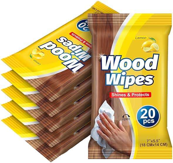 Heigble 12 Pcs Care Wood Surfaces Wipes 240 Count Furniture Polish Cleaner Shines and Protects Wipe Lemon Scent Floor Wipes for Kitchen Bathroom Furniture Wood Floors Cabinet Cleaning - Image 1