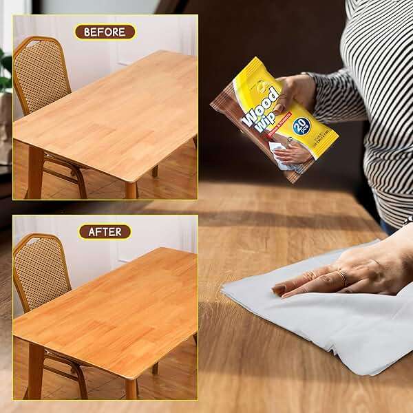 Heigble 12 Pcs Care Wood Surfaces Wipes 240 Count Furniture Polish Cleaner Shines and Protects Wipe Lemon Scent Floor Wipes for Kitchen Bathroom Furniture Wood Floors Cabinet Cleaning - Image 5