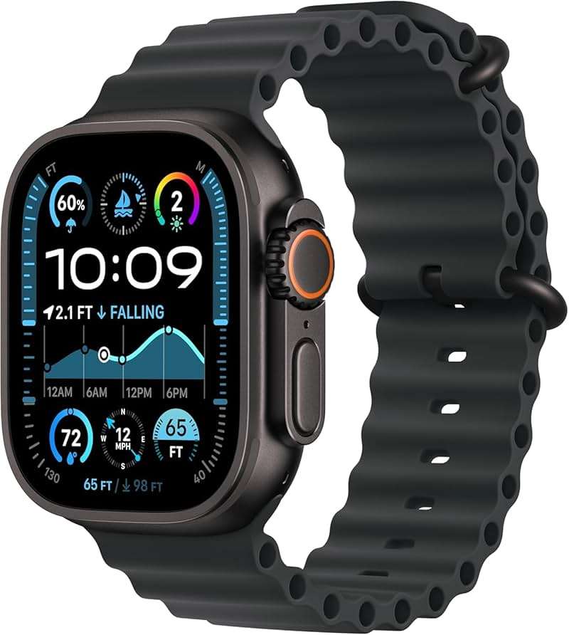 Apple Watch Ultra 2 (GPS + Cellular, 49MM) - Black Titanium Case with Black Ocean Band (Renewed) - Image 1