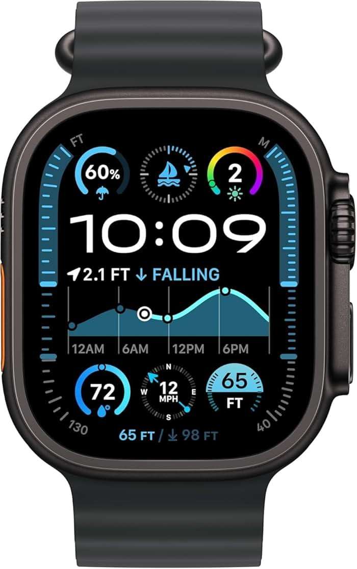 Apple Watch Ultra 2 (GPS + Cellular, 49MM) - Black Titanium Case with Black Ocean Band (Renewed) - Image 5
