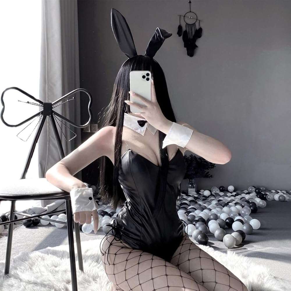SNOMYRS Women Bunny Costume Adult Anime Cosplay Lingerie Goth Sexy Bunny Suit Bodysuit Outfit For Halloween Rave Easter Club - Image 2