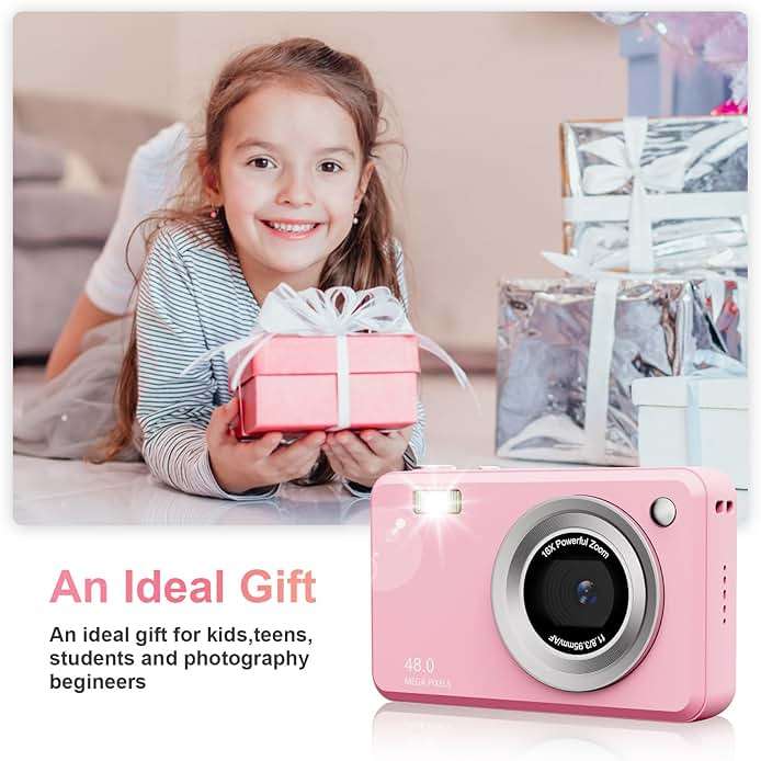Digital Camera with 32GB Card,48MP Compact Portable Small Point Shoot Camera,FHD 1080P Point and Shoot Digital Cameras with 16X Zoom,for Boys Girls Teens Gifts - Image 2