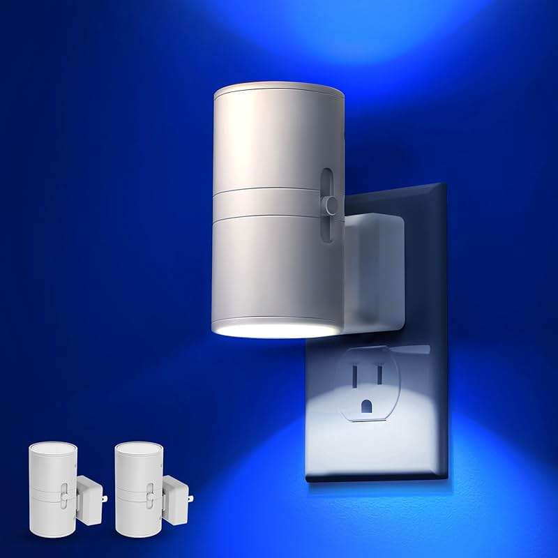 L LOHAS LED Night Light, Bluey Night Light, Blue Night Lights Plug into Wall, Light Sensor, Dimmable Night Light, Calm Blue Night Light for Christmas, Holiday, Bedroom, Hallway, 2 Pack - Image 1