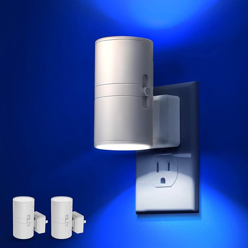 L LOHAS LED Night Light, Bluey Night Light, Blue Night Lights Plug into Wall, Light Sensor, Dimmable Night Light, Calm Blue Night Light for Christmas, Holiday, Bedroom, Hallway, 2 Pack - Product Image