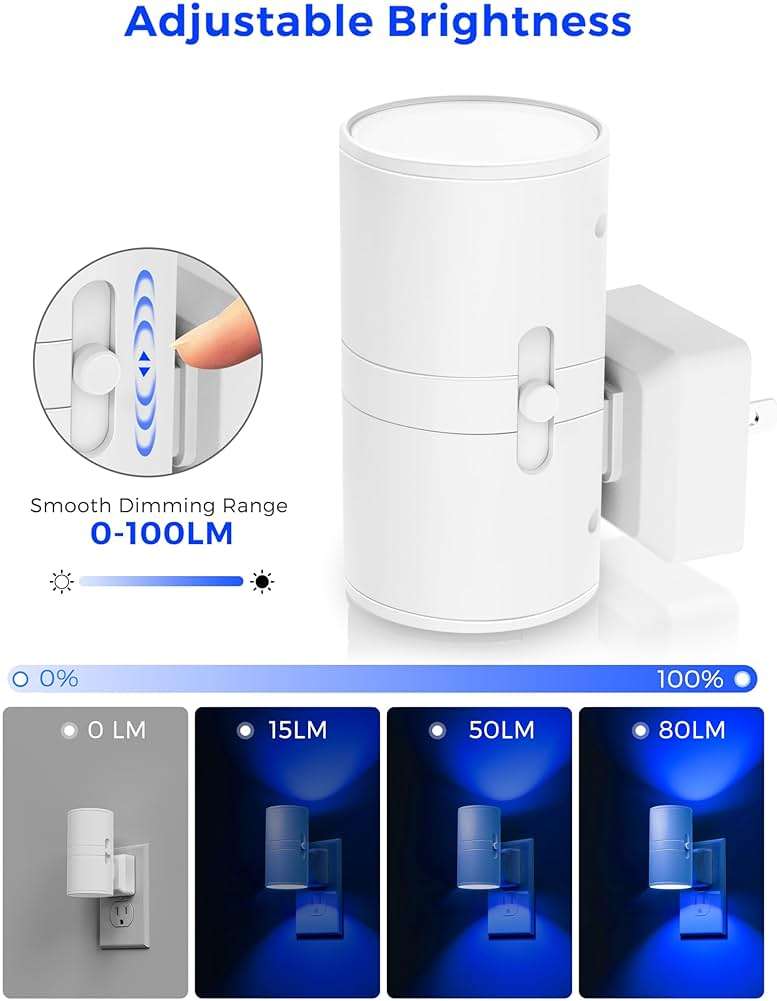 L LOHAS LED Night Light, Bluey Night Light, Blue Night Lights Plug into Wall, Light Sensor, Dimmable Night Light, Calm Blue Night Light for Christmas, Holiday, Bedroom, Hallway, 2 Pack - Image 2