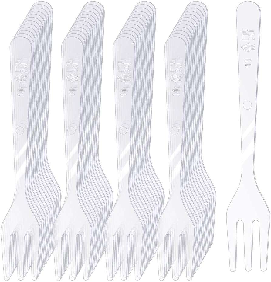 500 Pcs Plastic Disposable Forks Clear Small Dessert Forks 3.94 x 0.59 Inch Tiny Plastic Appetizer Forks Mini Cocktail Forks Tasting Forks for Fruit Dessert Cakes Party Serving Supplies - Image 1