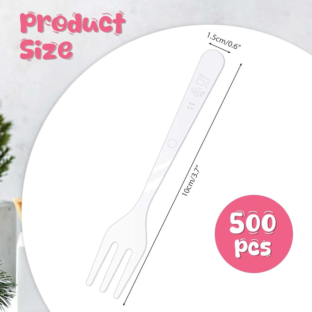 500 Pcs Plastic Disposable Forks Clear Small Dessert Forks 3.94 x 0.59 Inch Tiny Plastic Appetizer Forks Mini Cocktail Forks Tasting Forks for Fruit Dessert Cakes Party Serving Supplies - Image 3