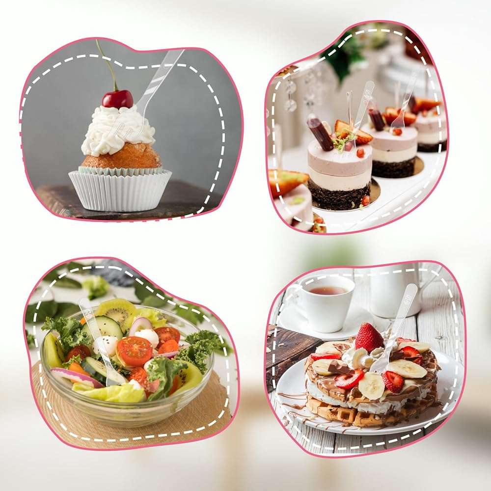 500 Pcs Plastic Disposable Forks Clear Small Dessert Forks 3.94 x 0.59 Inch Tiny Plastic Appetizer Forks Mini Cocktail Forks Tasting Forks for Fruit Dessert Cakes Party Serving Supplies - Image 5