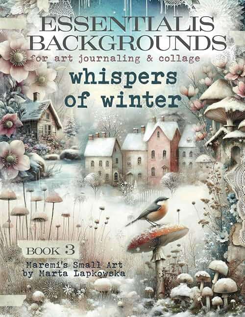 ESSENTIALIS BACKGROUNDS for art journaling & collage WHISPERS OF WINTER: A book with 60+ elements of FROZEN backdrops for junk journal, ATC, mixed media, scrapbook & cardmaking - Image 1