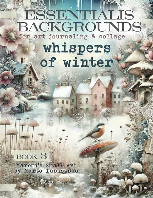 ESSENTIALIS BACKGROUNDS for art journaling & collage WHISPERS OF WINTER: A book with 60+ elements of FROZEN backdrops for junk journal, ATC, mixed media, scrapbook & cardmaking - Product Image