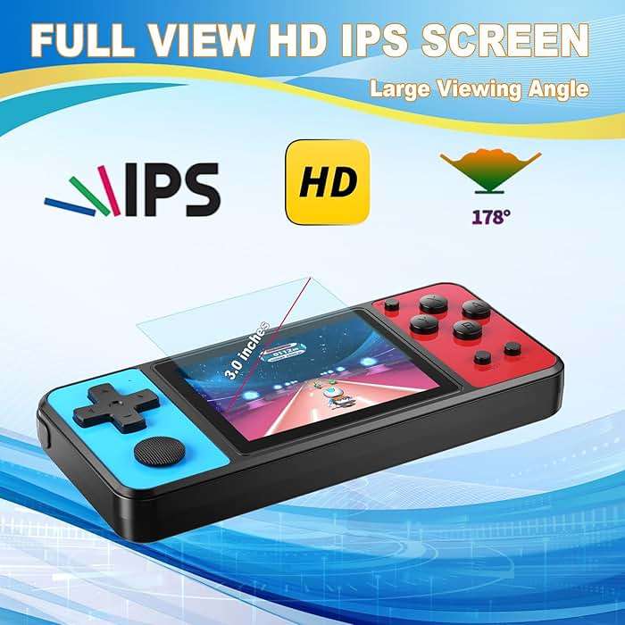 KAVOYI 32 Bit Handheld Games for Kids Built-in 139 Video Games,3.0" IPS Screen Rechargeable Portable Arcade Gaming Player,Electronic Toys for Boys Girls Birthday Xmas Gift Blue-Red - Image 3