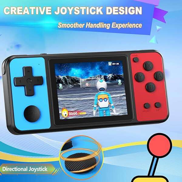 KAVOYI 32 Bit Handheld Games for Kids Built-in 139 Video Games,3.0" IPS Screen Rechargeable Portable Arcade Gaming Player,Electronic Toys for Boys Girls Birthday Xmas Gift Blue-Red - Image 4