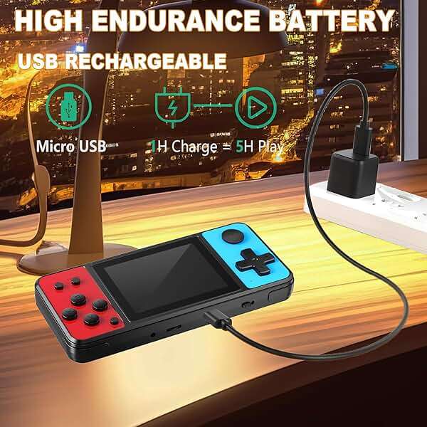 KAVOYI 32 Bit Handheld Games for Kids Built-in 139 Video Games,3.0" IPS Screen Rechargeable Portable Arcade Gaming Player,Electronic Toys for Boys Girls Birthday Xmas Gift Blue-Red - Image 5