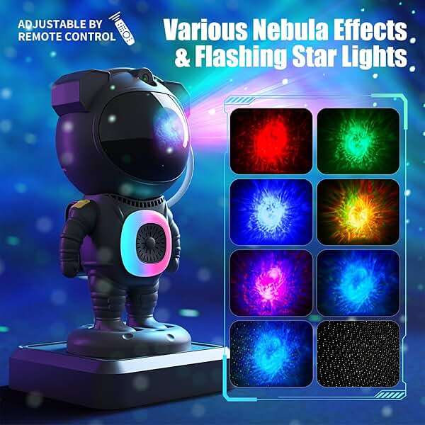 Astronaut Galaxy Projector,Space Projector,with Bluetooth Speaker and Remote Control,360° Adjustable Angle,Spaceman Star Kids Night Light, for Bedroom Ceiling Adult Birthday Valentine's Day (Black) - Image 2