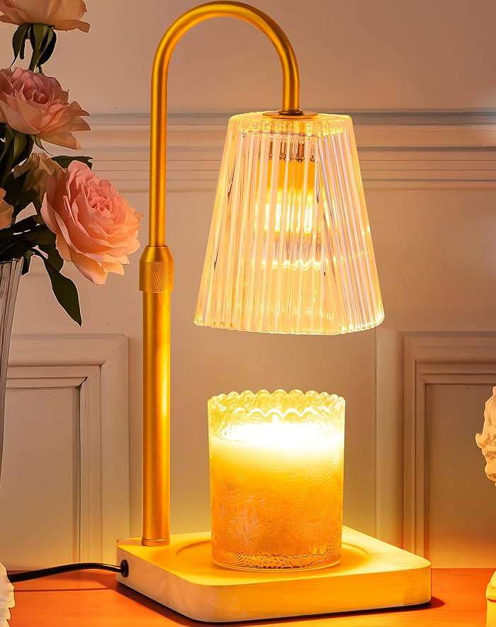 Candle Warmer Lamp Timer Adjustable - Height Wax Melt Electric Light Warming Dimmable Top Melter Heater for Melting Heating Small Jar Candles Gifts Women Mom Birthday Home Desk Decor with 2 Bulbs - Image 1