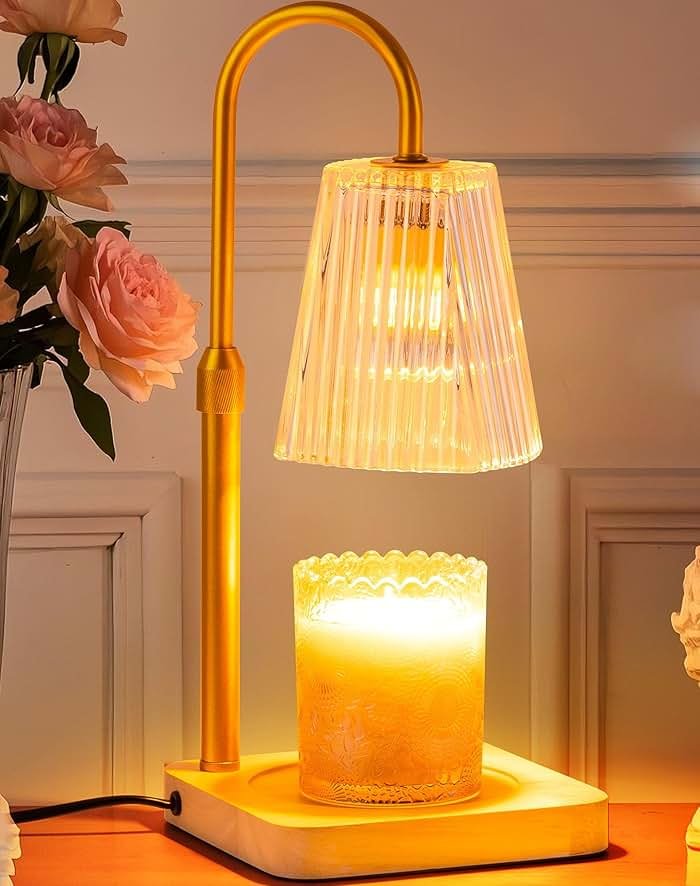 Candle Warmer Lamp Timer Adjustable - Height Wax Melt Electric Light Warming Dimmable Top Melter Heater for Melting Heating Small Jar Candles Gifts Women Mom Birthday Home Desk Decor with 2 Bulbs - Product Image