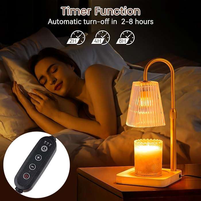 Candle Warmer Lamp Timer Adjustable - Height Wax Melt Electric Light Warming Dimmable Top Melter Heater for Melting Heating Small Jar Candles Gifts Women Mom Birthday Home Desk Decor with 2 Bulbs - Image 2