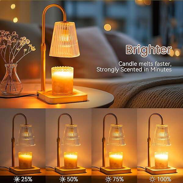 Candle Warmer Lamp Timer Adjustable - Height Wax Melt Electric Light Warming Dimmable Top Melter Heater for Melting Heating Small Jar Candles Gifts Women Mom Birthday Home Desk Decor with 2 Bulbs - Image 3