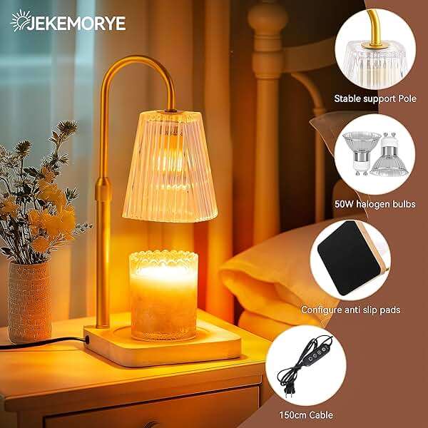 Candle Warmer Lamp Timer Adjustable - Height Wax Melt Electric Light Warming Dimmable Top Melter Heater for Melting Heating Small Jar Candles Gifts Women Mom Birthday Home Desk Decor with 2 Bulbs - Image 7