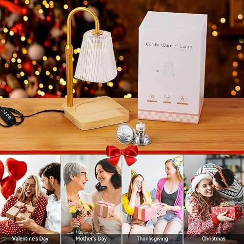 Candle Warmer Lamp Timer Adjustable - Height Wax Melt Electric Light Warming Dimmable Top Melter Heater for Melting Heating Small Jar Candles Gifts Women Mom Birthday Home Desk Decor with 2 Bulbs - Image 8
