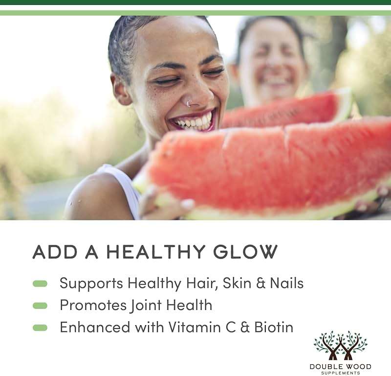 Double Wood Supplements Premium Liquid Collagen - 2500mg of Hydrolyzed Bovine Collagen (Type 1, 3 and Grassfed) - 32 Servings - for Women and Men - 30 mcg of Biotin - Sugar Free Pear Flavor - Image 4