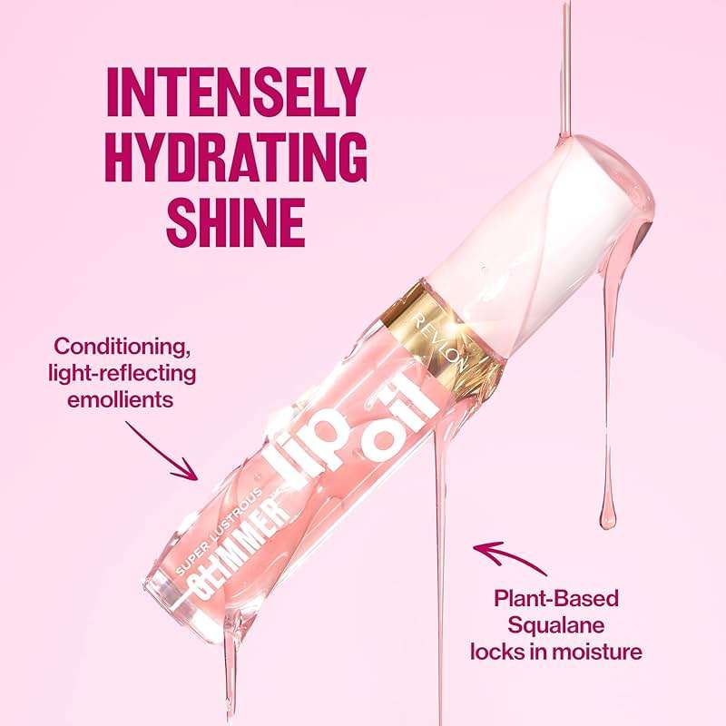 REVLON Super Lustrous Glimmer Lip Oil, Moisturizing & Tinted, Shiny Finish, Made with Plant-Based Squalane, 002 Miss Coral, 0.13 fl oz - Image 5